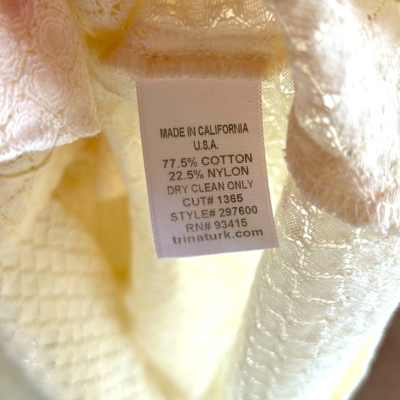 Trina Turk embroidered designed cream colored long sleeve, cream colored blouse - Picture 10 of 11